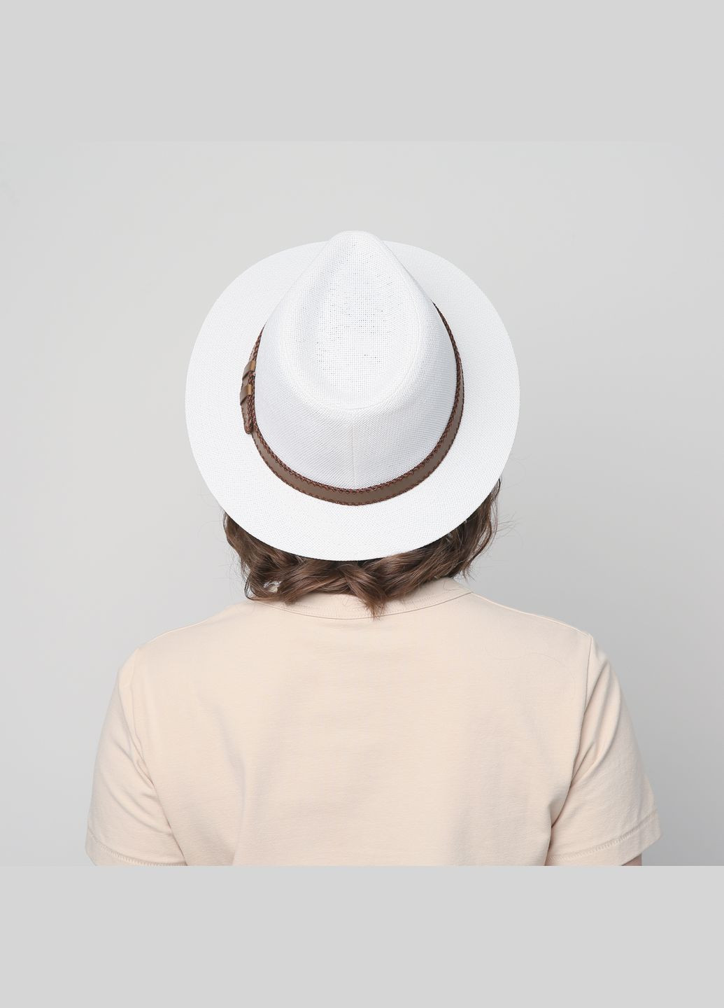 Шляпа федора женская бумага белая BATTY LuckyLOOK 817-686 (289478367)