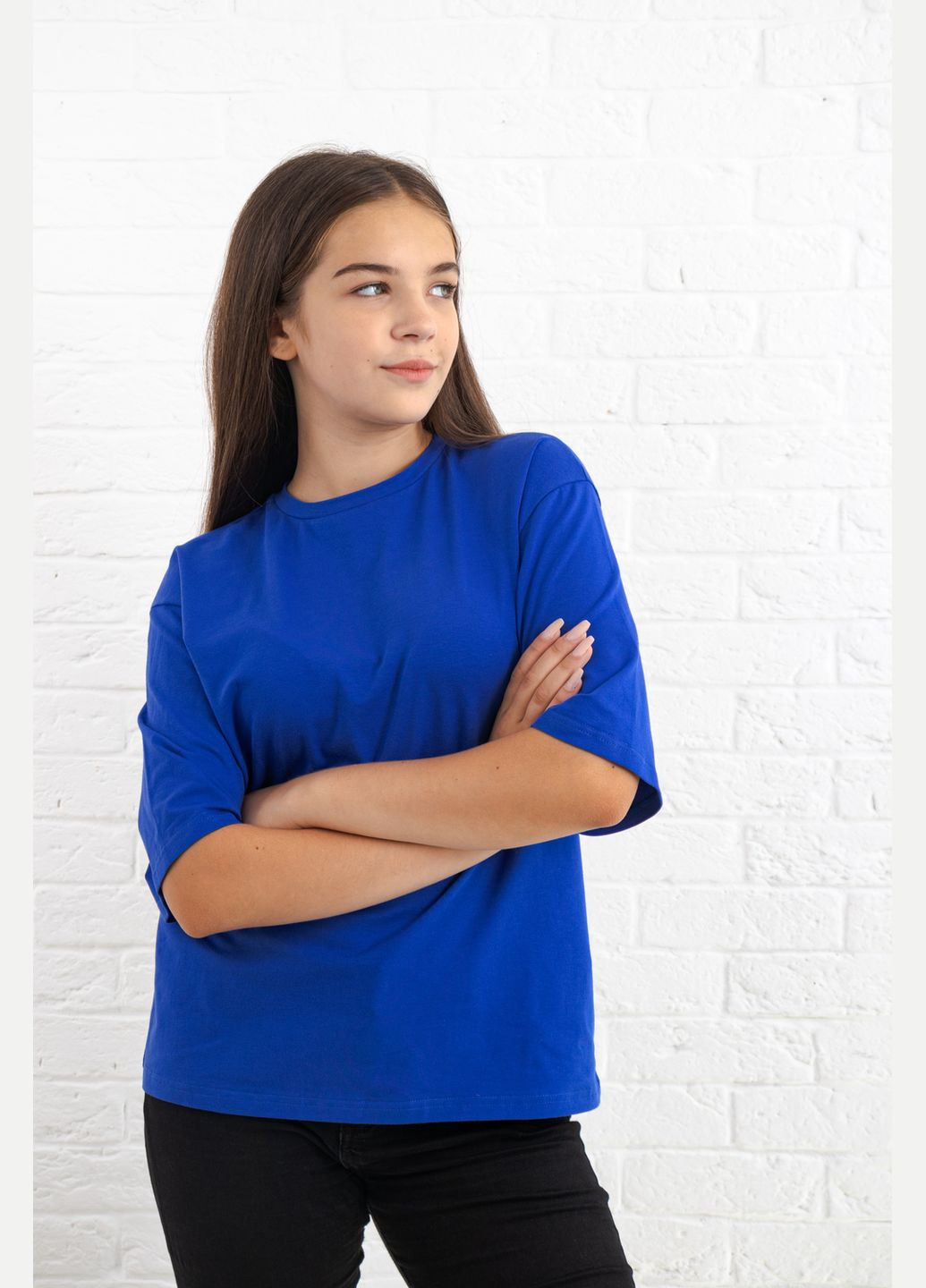 Волошковая футболка базовая с удлиненным рукавом женская L(46) TvoePolo - (316386621)