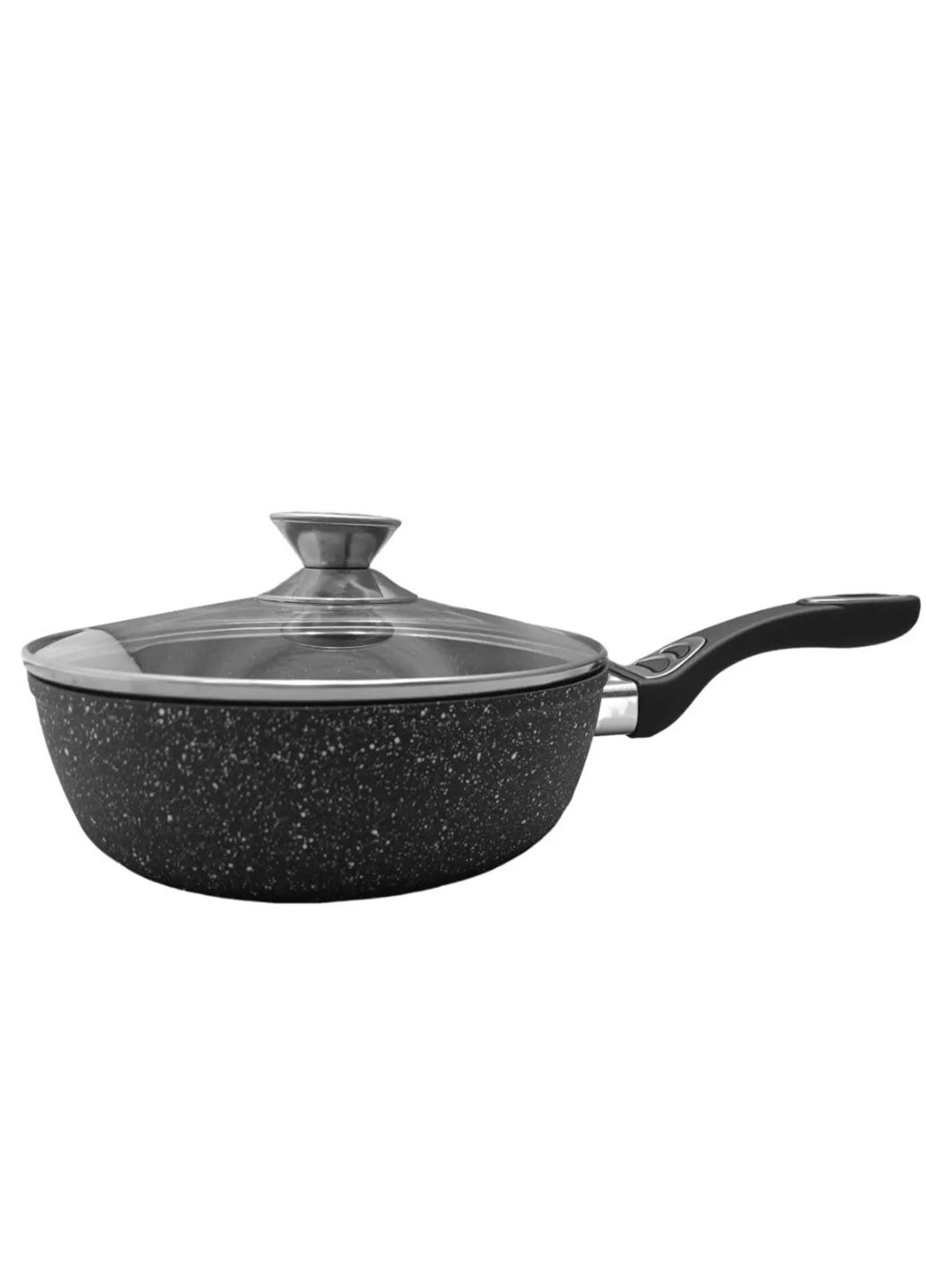 Сковорода с крышкой глубокая BN-482 мраморное антипригарное покрытие 24см Benson (330258427)