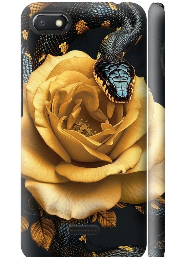 3D пластиковый матовый чехол 'Black snake and golden rose' для Endorphone Xiaomi Redmi 6A (286770724)