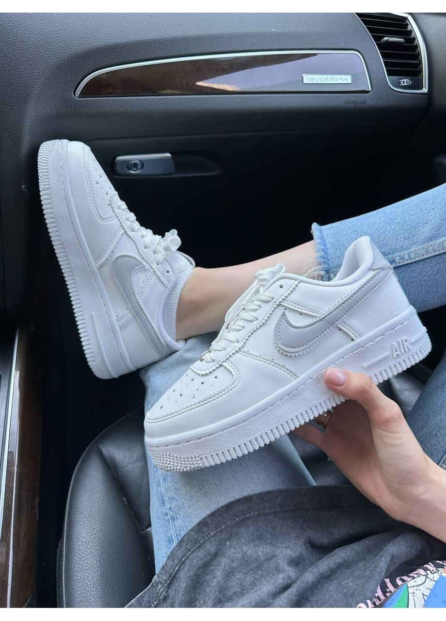 Серые демисезонные кроссовки мужские nike air force 1 low white grey найк аир форс 1 премиум No Brand