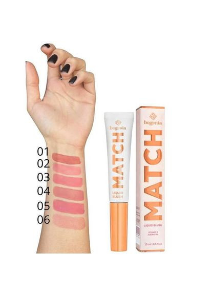 Рідкі рум'яна MATCH Liquid Blush 15 мл Bogenia (350354602)