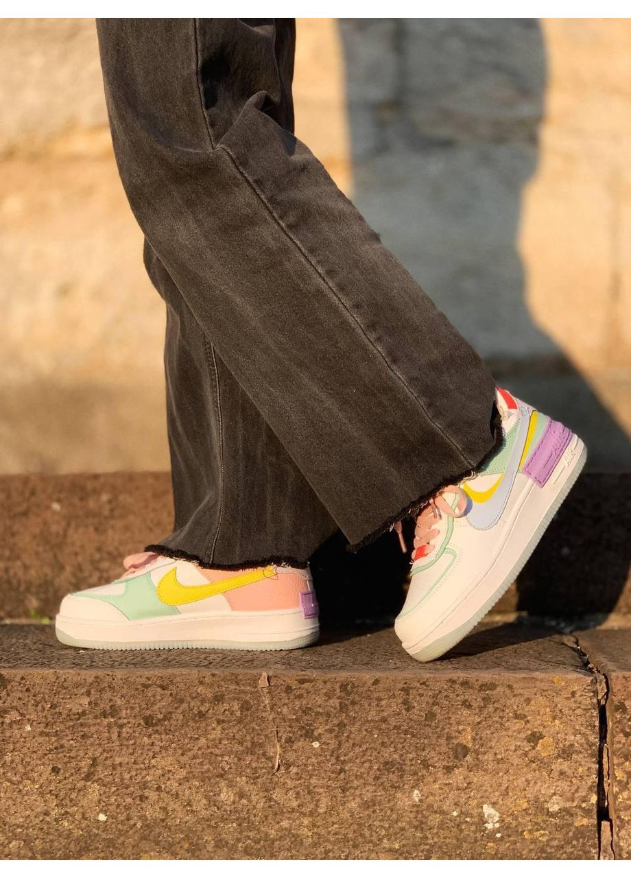 Білі Осінні кросівки чоловічі nike air force 1 shadow multicolor 6 найк аір форс 1 преміум No Brand