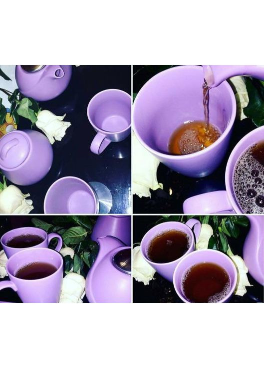 Набор керамических кружек 2 шт 300мл матовые фиолетовые для чая и кофе посуда для напитков Fissman (368988433)