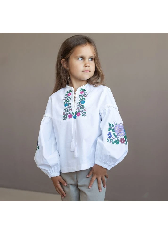 Біла сорочка вишиванка для дівчинкиtrendy tot Trendy Tot льон (370972600)