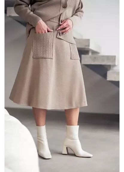 Жіноча трикотажна спідниця-трапеція з кишенями MKLN2301/1-1 Nita (365652909)