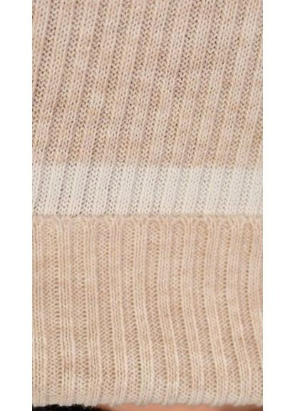 Бежевый демисезонный женский укороченный свитер, в полоску, шерсть/акрил (арт. 420) No Brand