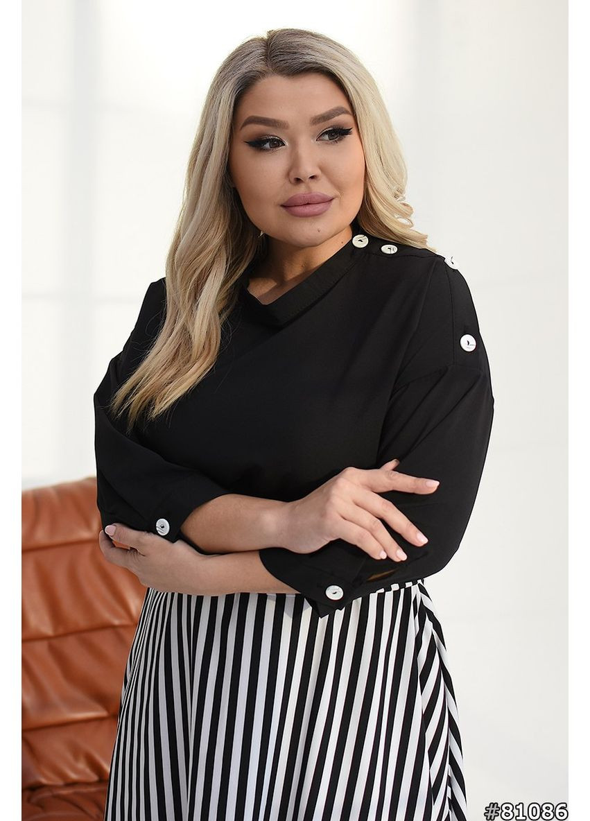 Черное праздничный, повседневный женское платье меди а-силуэт Avanti в полоску