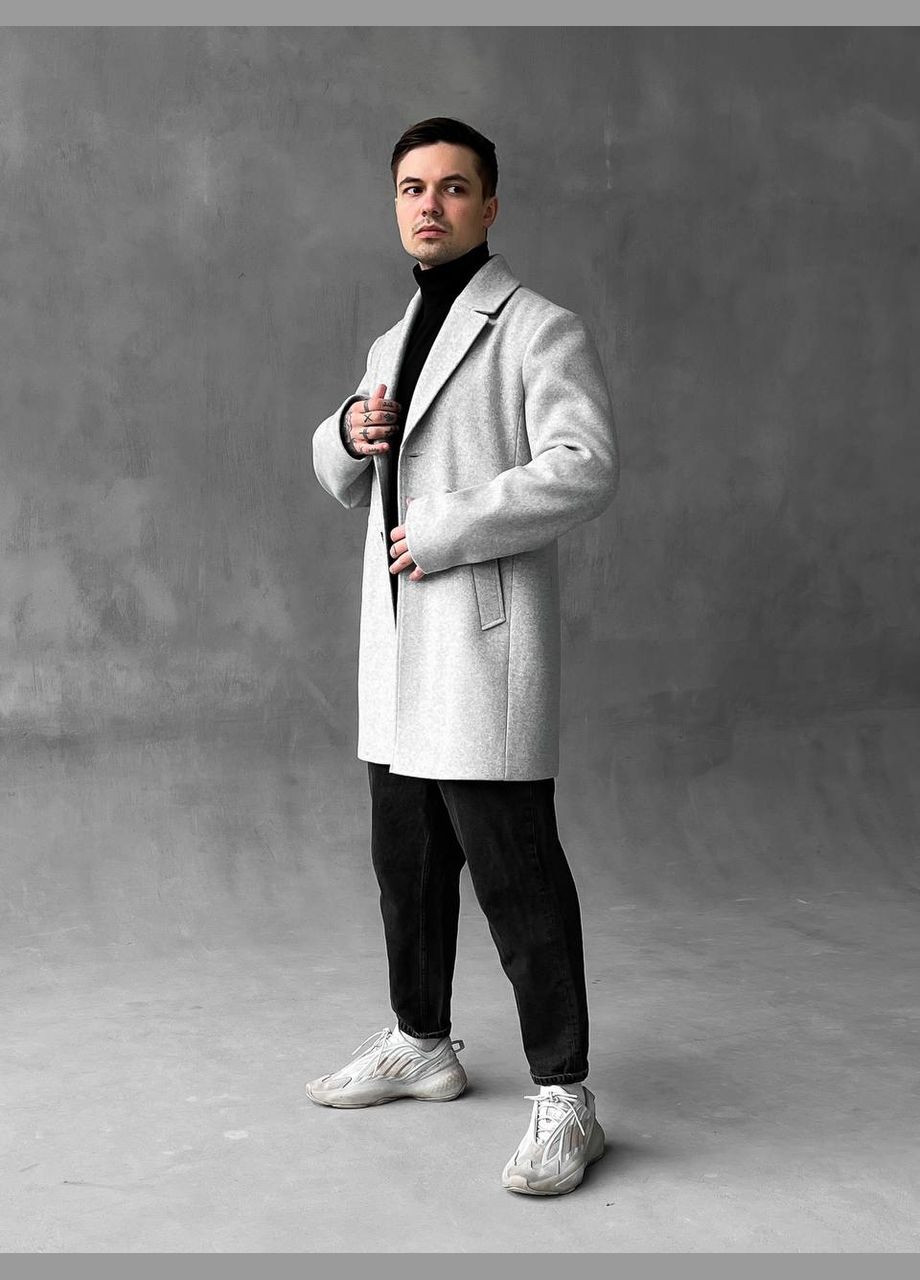 Сіре демісезонне Пальто чоловіче демісезонне однобортне No Brand