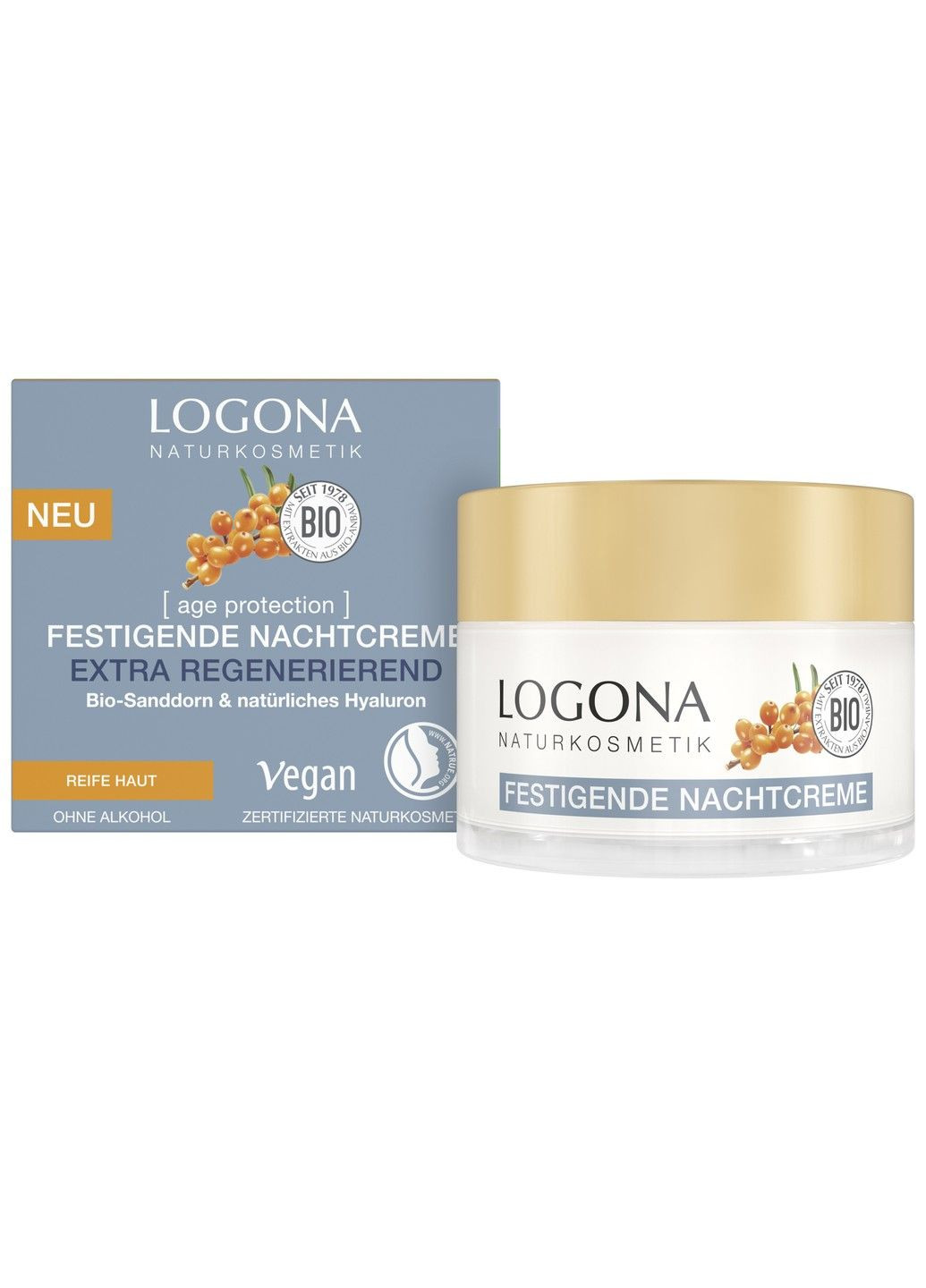 Logona БИО-Крем ночной против морщин Экстра ревитализация с Облепихой и гиалуроновой кислотой 50 мл — Крем, (298055790)