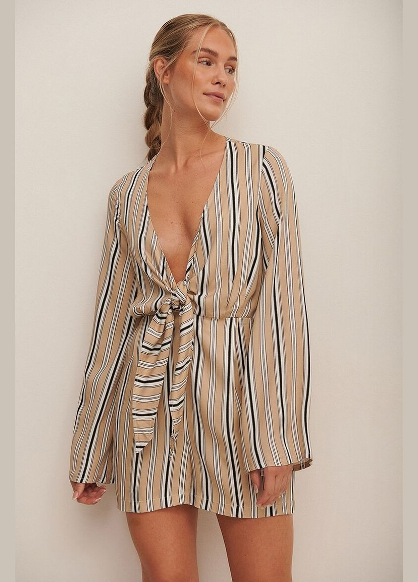 Комбинезон демисезон,бежевый-черный-белый, NA-KD комбинированный