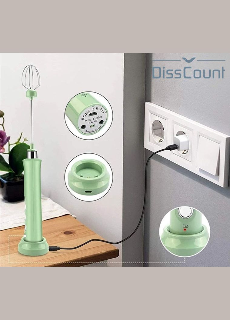 Акумуляторний міксер пінозбивач Zally MF-02 Капучинатор Зелений + 16 трафаретів No Brand (302974879)