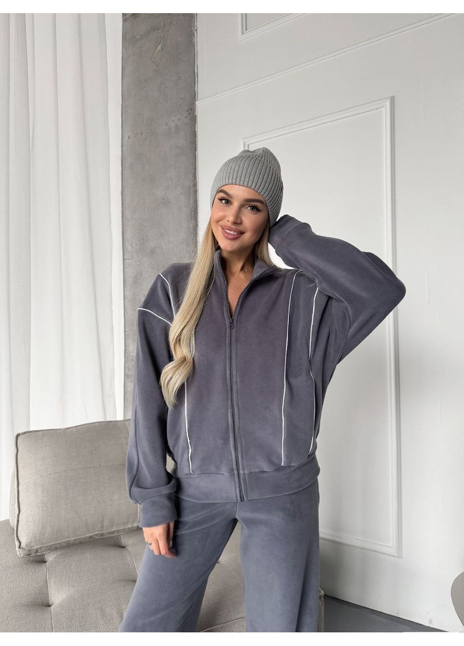 Женский теплый костюм из флиса серого цвета 36231 Fashion (370881885)