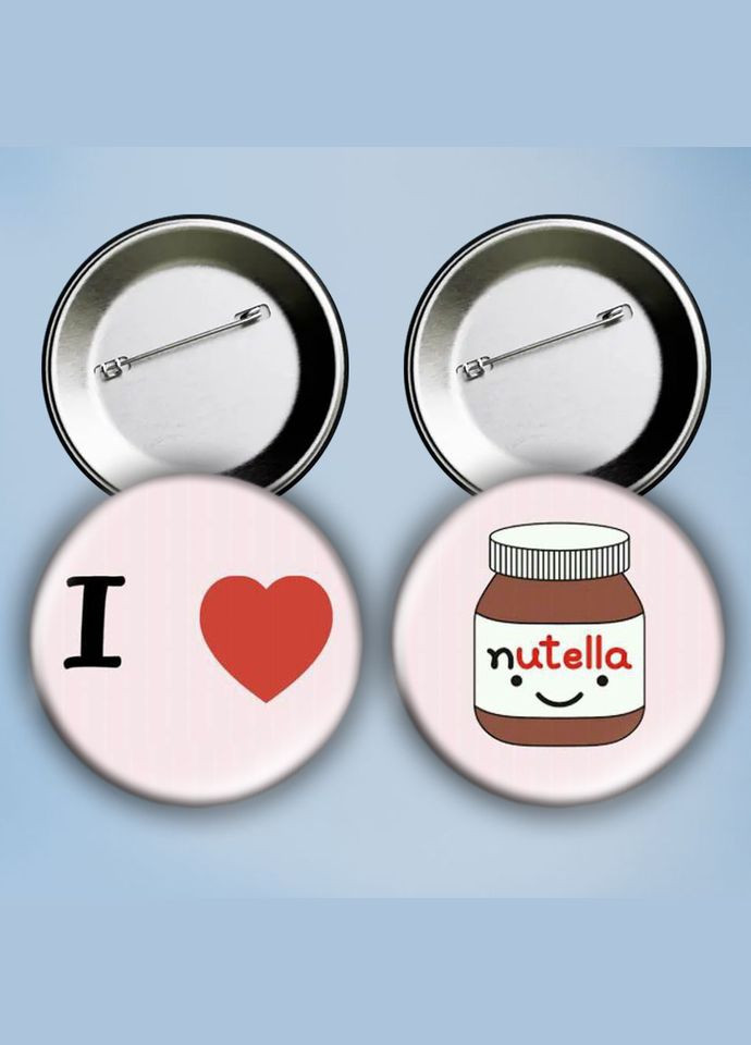 Значки на булавці набір 2 шт I love nutella металеві на шпильці 56 мм No Brand (303108289)