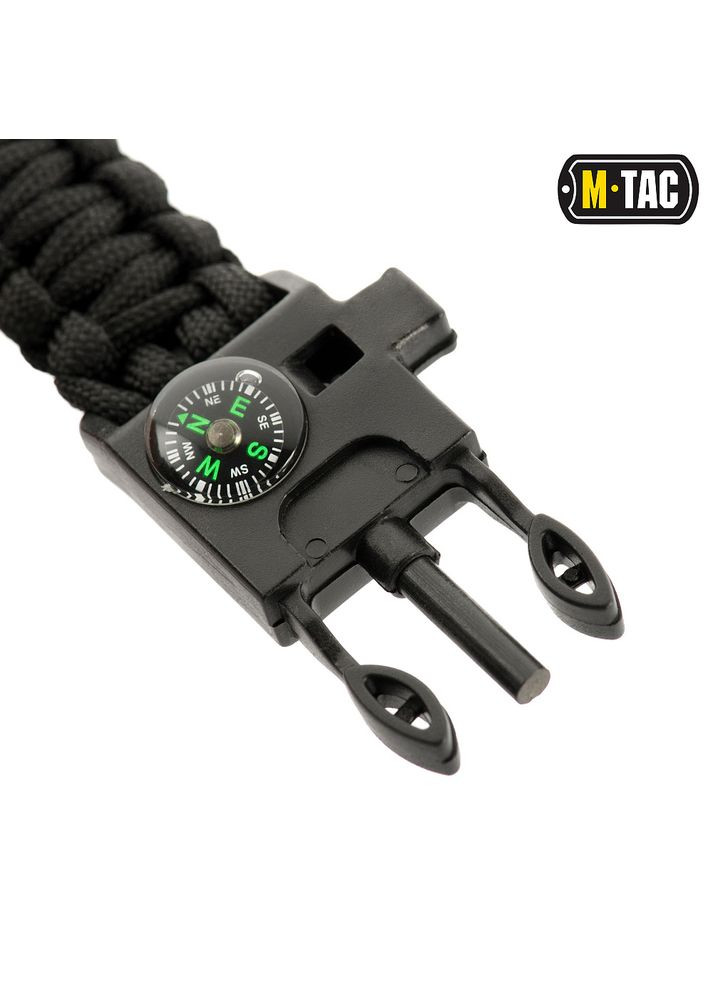 Браслет паракорд з компасом, висікачем іскор і свистком Black M-TAC (316320482)
