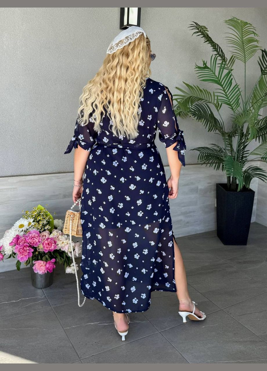 Синя вишукана та ніжна сукня з квітковим принтом Україна з квітковим принтом