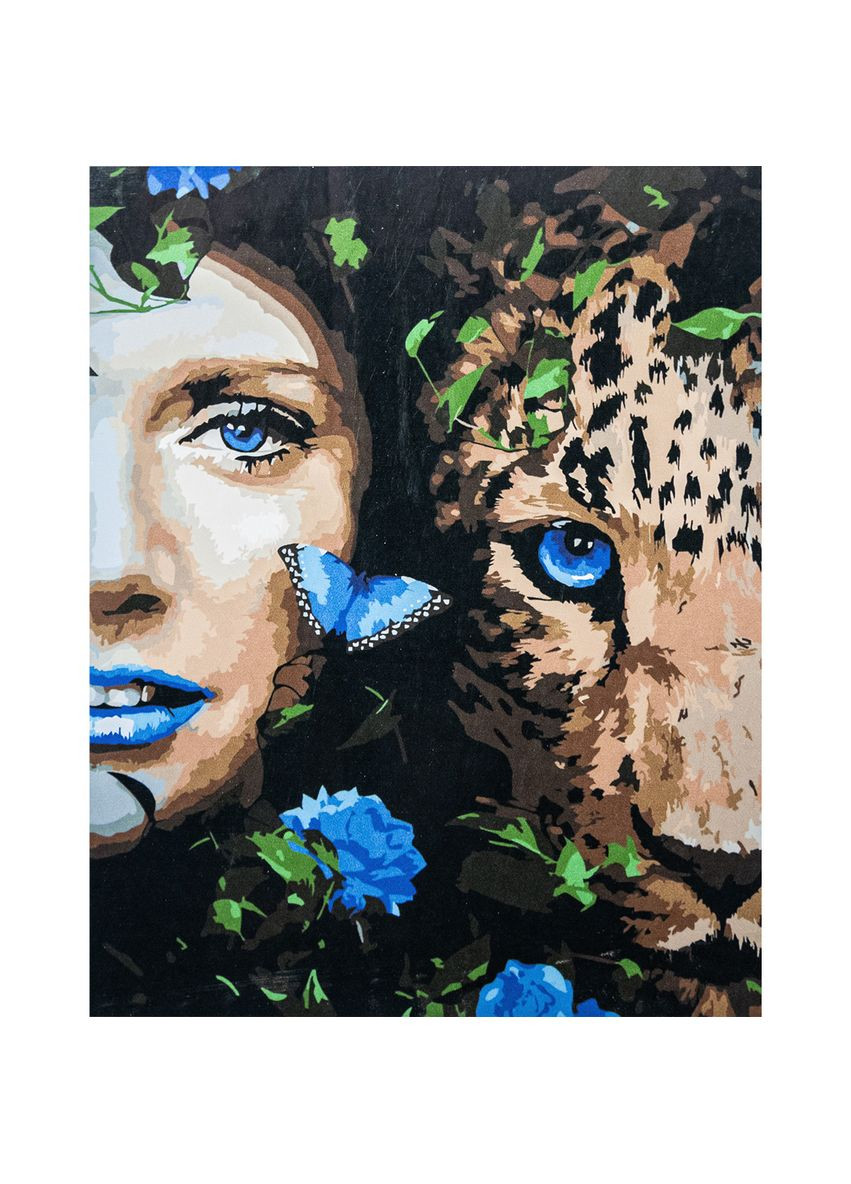 Картина за номерами Дівчина з леопардом акрилова для творчості та відпочинку см Strateg (369759881)