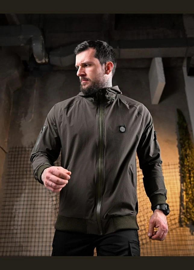 Ветровка Stone Island городская Олива водоотталкивающая эластичная с карманами T800 No Brand (340555750)