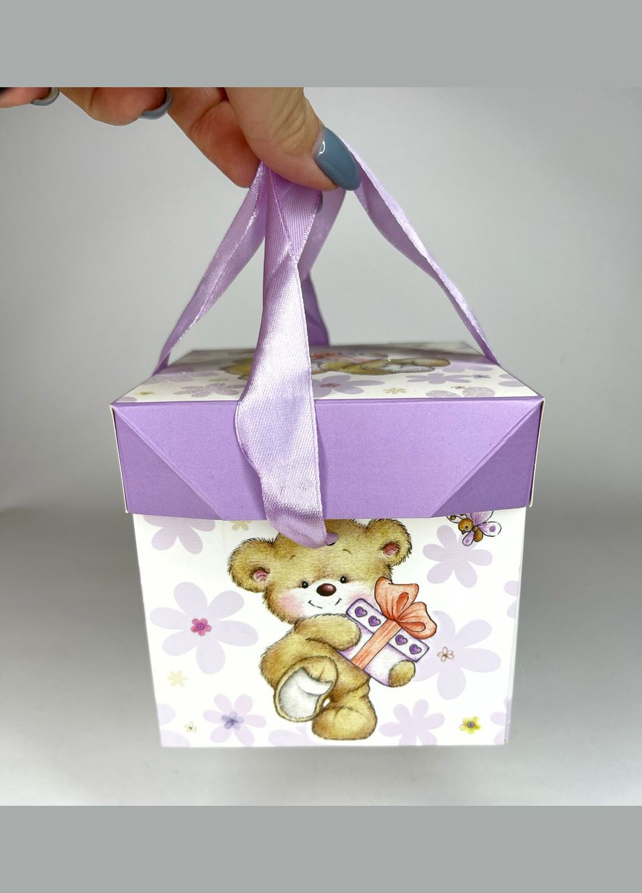 Подарочная упаковка Коробка трансформер Складывающаяся с мишкой 100 мм x 100 мм Finding (316251186)