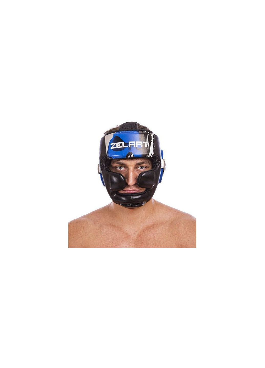 Шлем боксерский с полной защитой BO-1320 Черно-синий (37363092) Zelart (296687519)