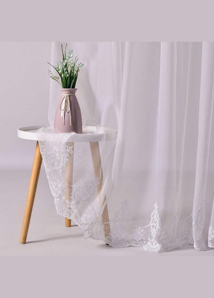 Ткань тюль бамбук с вышивкой Екатерина, 310 см, 58 г/м2, тюлевая ткань, ткань для тюля, гардины, ткань IDEIA (342398889)