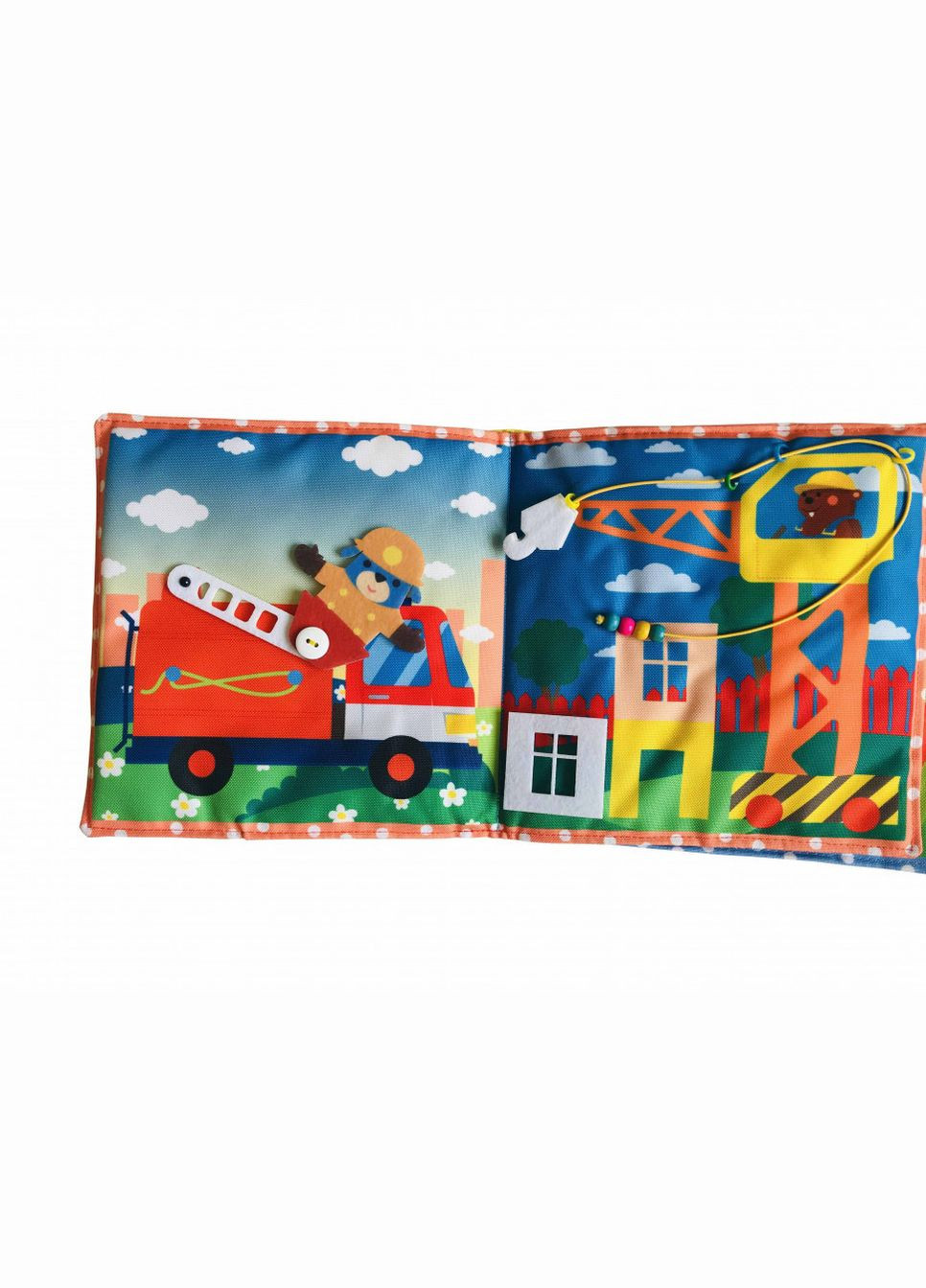 Текстильна розвиваюча книга для малят "Машинка" 403662 Bambini (302385341)