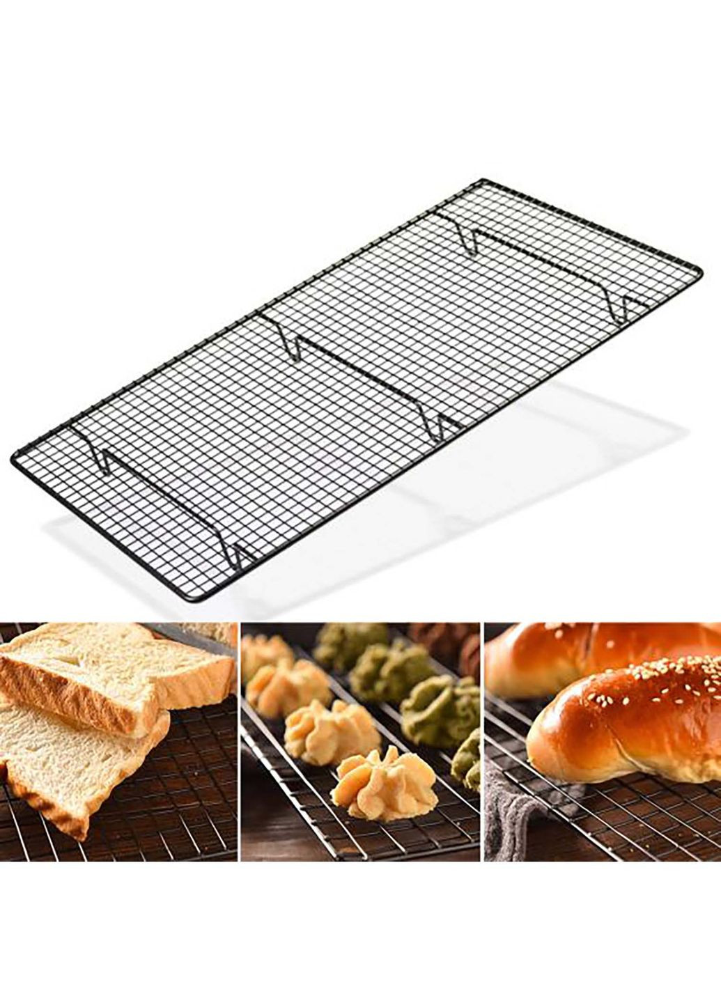 Решітка кондитерська для охолодження, сушіння, глазурування десертів та випічки сітка для гриля 46х26х3 см Kitchen Master (332670614)
