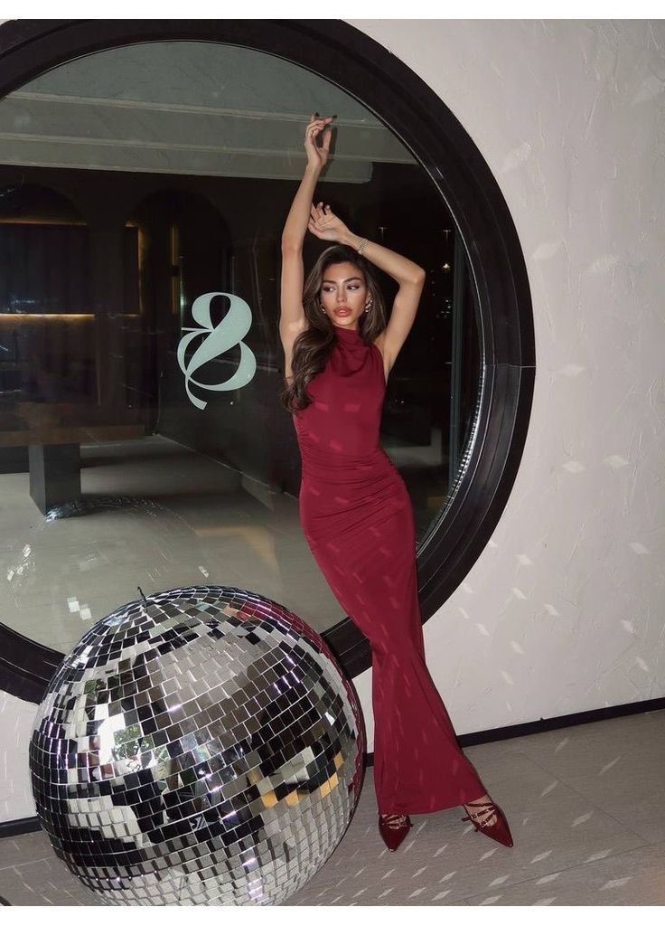 Бордова святковий, коктейльна, карнавальний, вечірня, ділова, кежуал довга сукня без рукавів зі зборками з боків Sobe однотонна