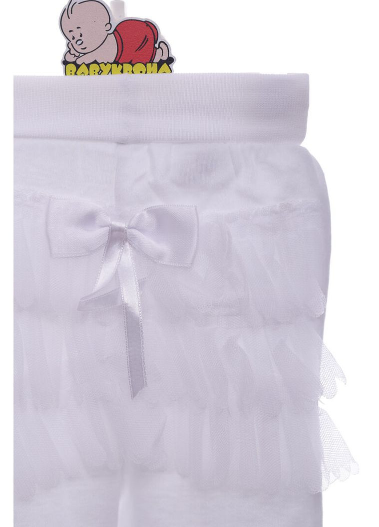 Белые демисезонные джоггеры штаны для девочки трикотажные с рюшей белые 62 см (37199) BABYKROHA