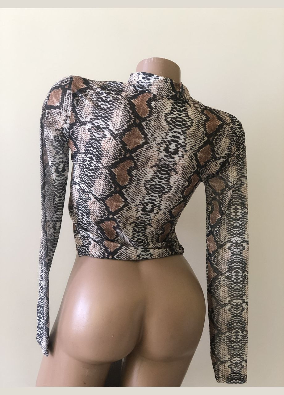 Бежевая женская топ кофточка со змеиным принтом гольф водолазка honey fashion accessories s бежевый (10-123) No Brand