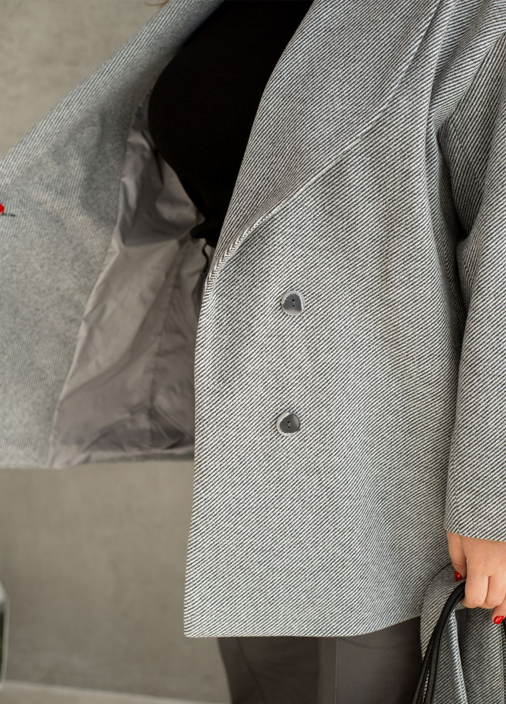 Черно-белое Классическое, Повседневный, Кэжуал, Вечерний классическое полупальто двубортное No Brand однотонное