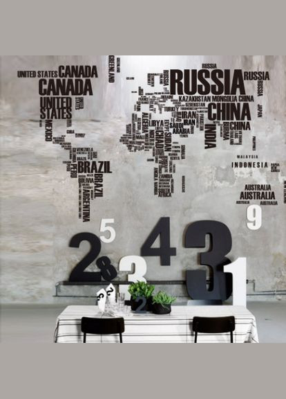 Наклейка на стену в офис Карта мира (2 листа 60 х 90 см) Б2422 No Brand (302242994)