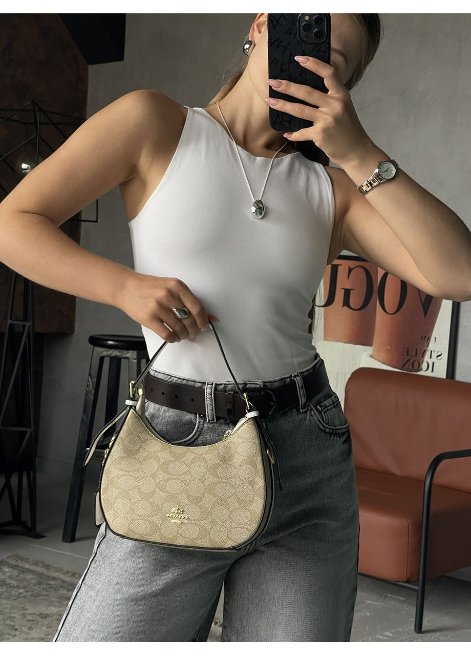 Жіноча сумка багет Kleo молочний через плече No Brand (369935021)