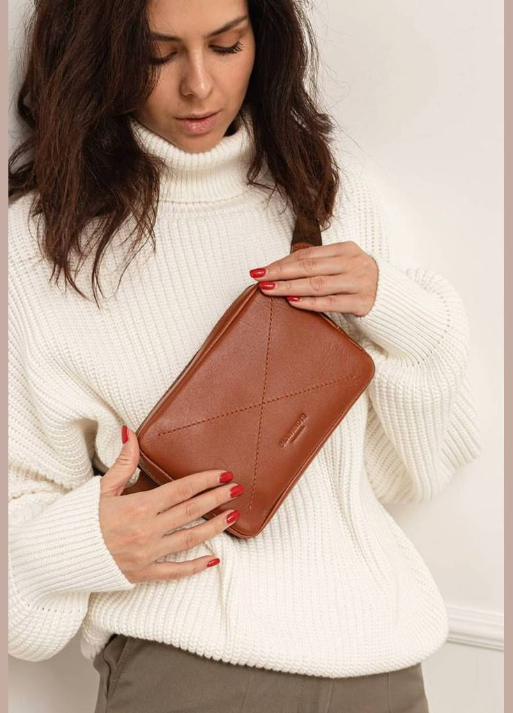 Кожаная поясная сумка Dropbag Mini светло-коричневая (A-026307) BlankNote (327874083)