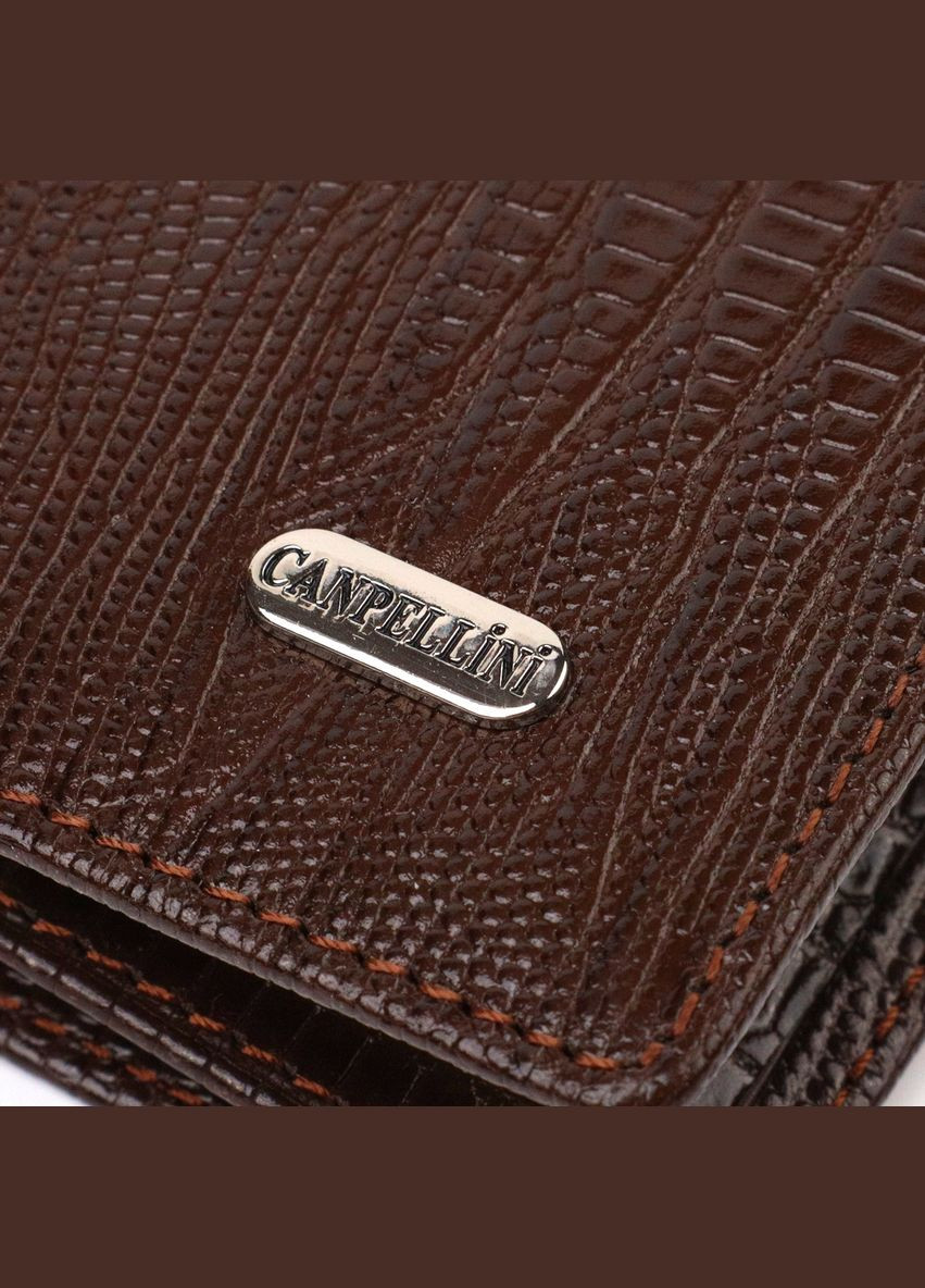 Кошелек мужской Кожаный без застежки с тиснением 21903 Коричневый Canpellini (306881497)