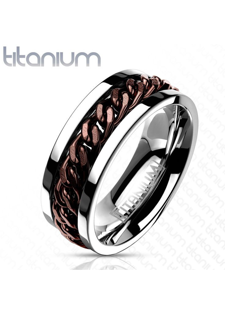 Кольцо-антистресс из титана с вращающейся цепью R-TI-0153B-12 спиннер (Размер 12 (наш ) ширина 8 мм) Spikes (333698313)