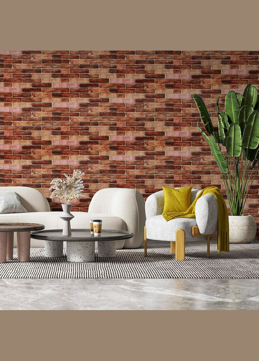 Самоклеящаяся 3D панель под коричневый катеринославский кирпич 19600x700x3мм SW-00001469 Sticker Wall (329897965)