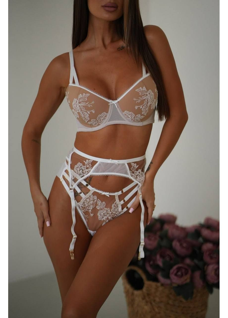 Білий комплект білизни з поясом жасмін Kaur's Laurel