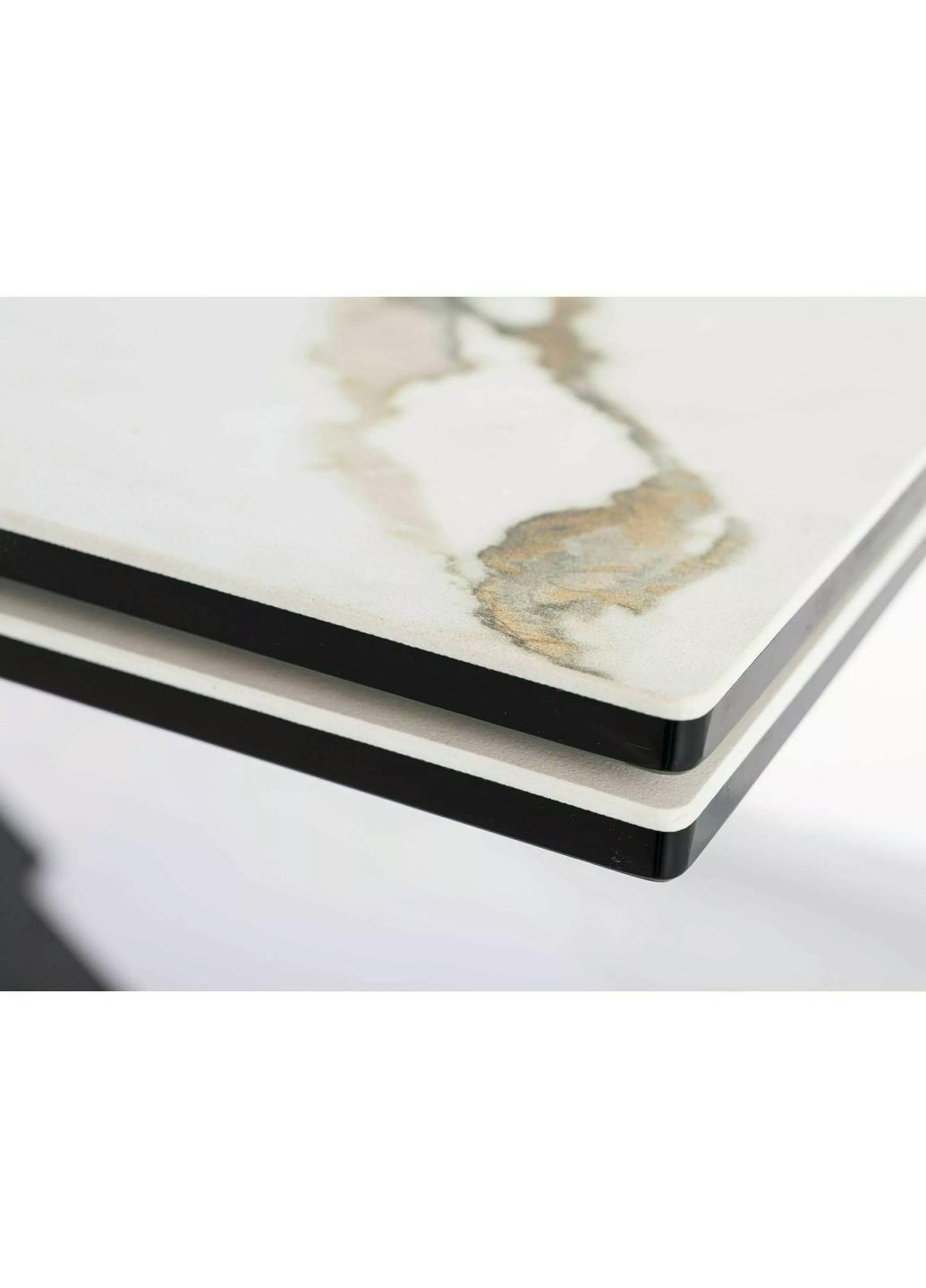 Стіл обідній розкладний COLUMBUS CERAMIC Білий Амбер Б'янко / Чорний Діаметр 160(240)X90 Signal (372178534)