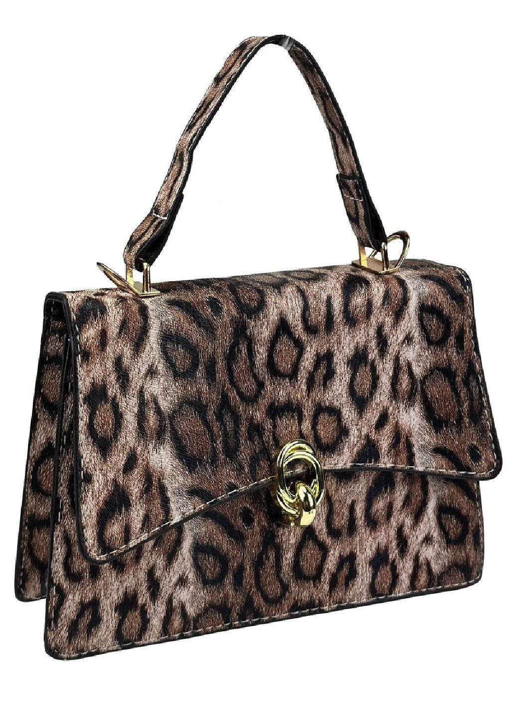 Женская сумка каркасная кроссбоди через плечо из экокожи с клапаном Леопардовая RoyalBag P1-369-9075 (331879749)