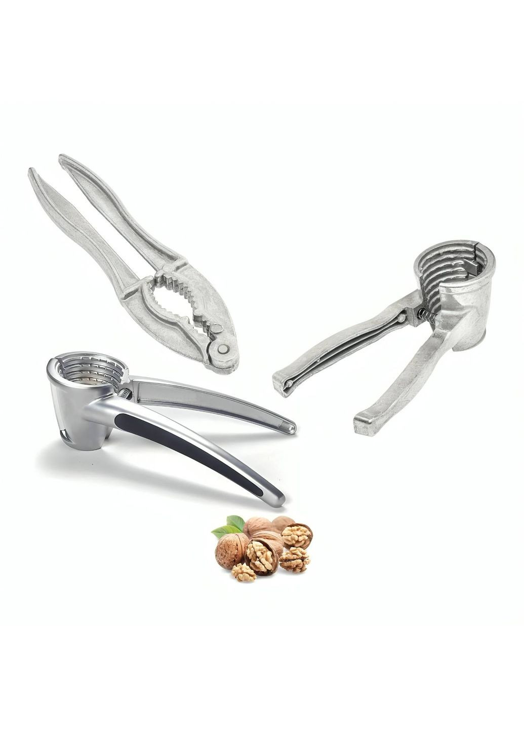 Комплект из 3 металлических прочных орехоколов (конусный, конусный с силиконовой вставкой, щипцевидный) Kitchen Master (298726009)