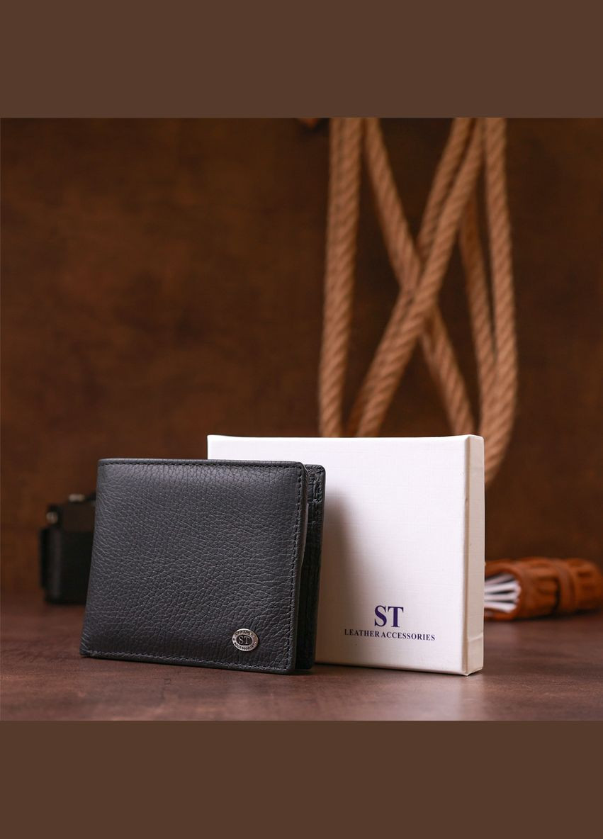 Кошелек мужской Кожаный 18305 (ST159) Черный st leather (306881504)