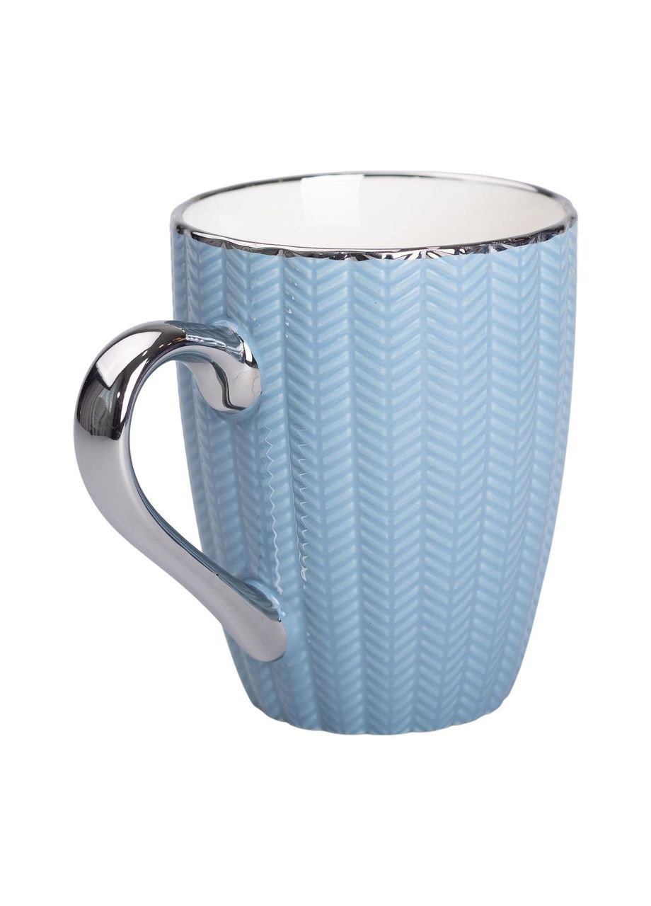 Чашка керамическая 400 (мл) с серебристым ободком и ручкой Голубая Liling Rongxiang Ceramic (360454841)