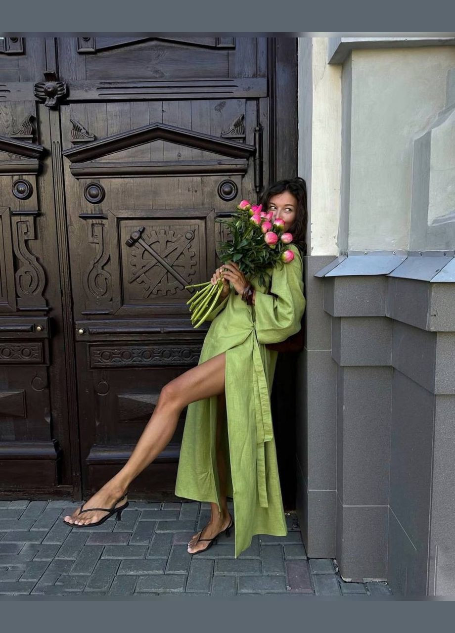 Лайм повсякденний сукня жіноча на запах Гермес однотонна