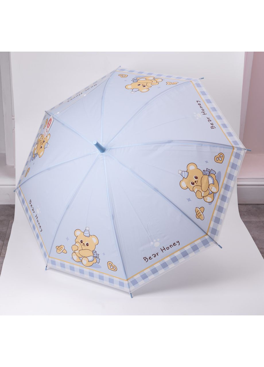 Голубой классический детский зонт-трость полуавтомат из полиэстера прочный надежный 8 спиц диаметр 94 см hp-23-11bl Yiwu (370973967)