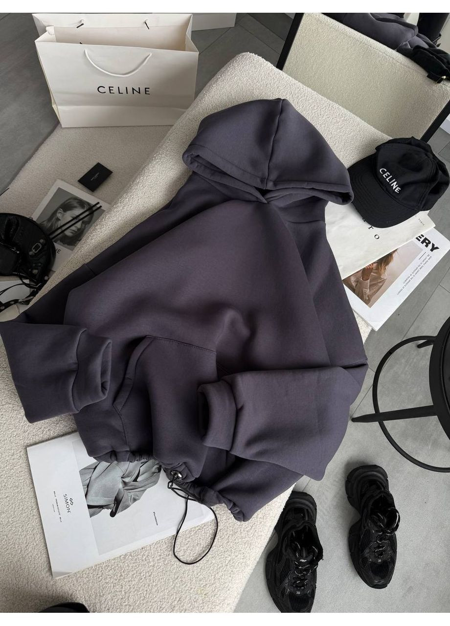 Худі тринитка на флісі з подвійним капюшоном No Brand (365410192)