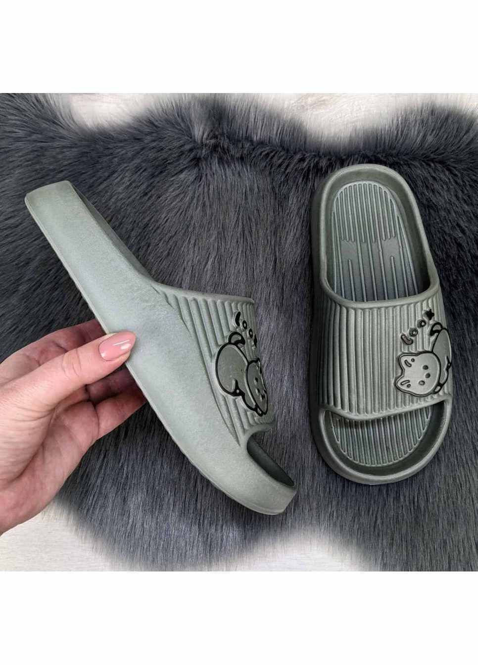 Темно-зеленые шлёпанцы женские сланцы пена Fashion