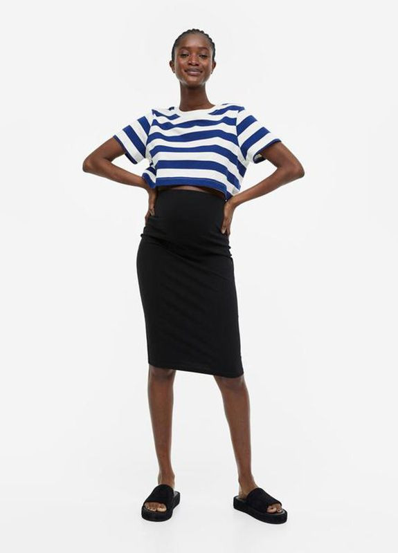 Черная кэжуал однотонная юбка для беременных H&M