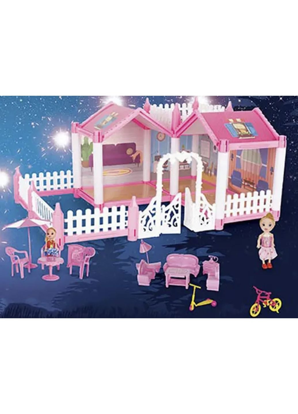 Домик для куклы 38*23*41 кукольный дом с мебелью No Brand (370030857)