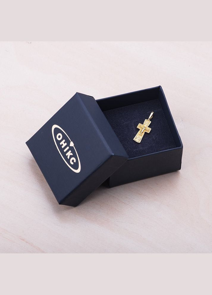 Срібний православний хрестик з позолотою 131796 Oniks (264023102)
